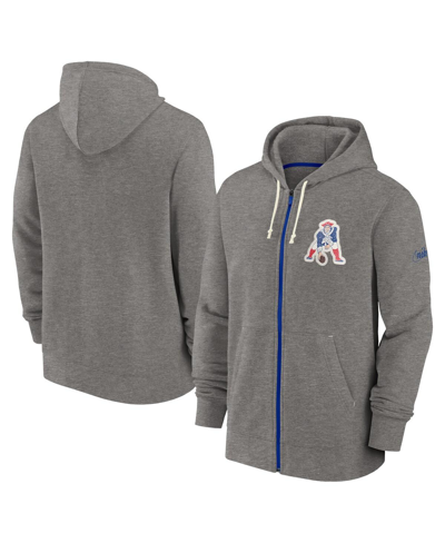 Shop Nike Men's  Heather Charcoal New England Patriots Historic Lifestyle Full-zip Hoodie