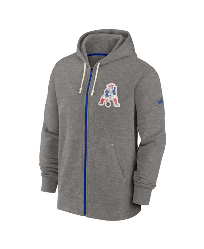 Shop Nike Men's  Heather Charcoal New England Patriots Historic Lifestyle Full-zip Hoodie