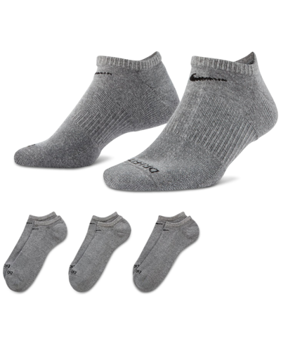 Shop Nike Men's Everyday Plus Cushion Training No-show Socks 3 Pairs In Carbon Heather