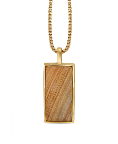 Shop Luvmyjewelry Wood Jasper Gemstone Yellow Gold Plated Sterling Silver Men Tag With Chain