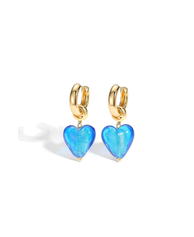 Shop Classicharms Esmee Glaze Heart Dangle Earrings In Sky Blue