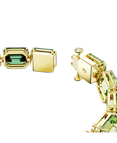 Shop Swarovski Gold-tone Color Octagon Crystal Flex Bracelet In Green