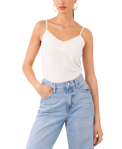 Shop 1.state Women's Sleeveless Pin Tucked V-neck Camisole Top In Cloud