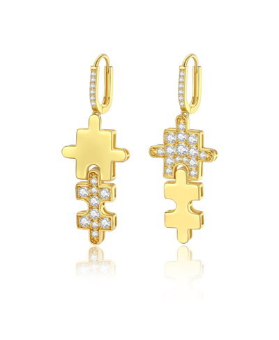 Shop Classicharms Jigsaw Puzzle Drop Earrings In Gold
