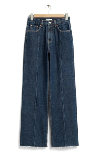 Shop & Other Stories Raw Hem Straight Leg Jeans In Rinse Blue