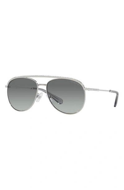 Swarovski Crystal-embellished Pilot-frame Sunglasses In Silver