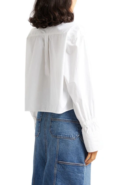 Shop A.l.c Monica Ii Embellished Collar Crop Cotton Shirt In White