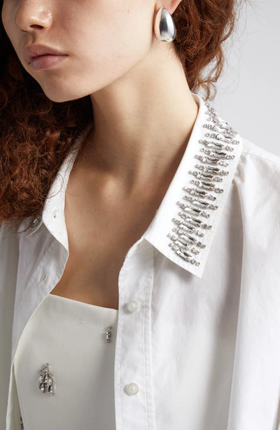 Shop A.l.c Monica Ii Embellished Collar Crop Cotton Shirt In White