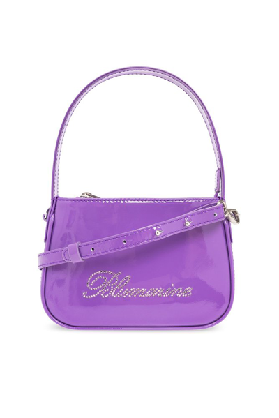 Shop Blumarine Logo Embellished Zipped Tote Bag In Purple