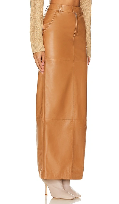 Shop Camila Coelho Anabella Leather Maxi Skirt In Brown
