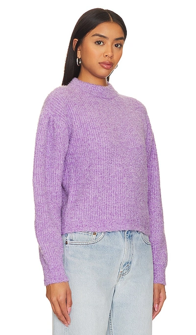 Shop 525 Fass Boucle Puff Sleeve Pullover Sweater In Purple