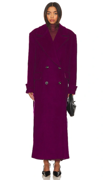 Shop Camila Coelho Agatha Double Breasted Coat In Purple