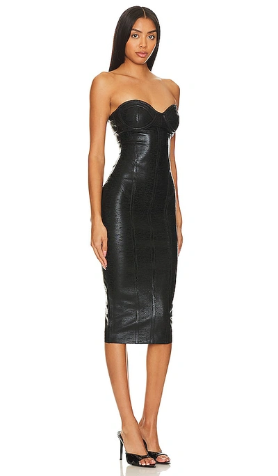 Retroféte Charlize Strapless Coated Knit Bodycon Midi Dress In Black