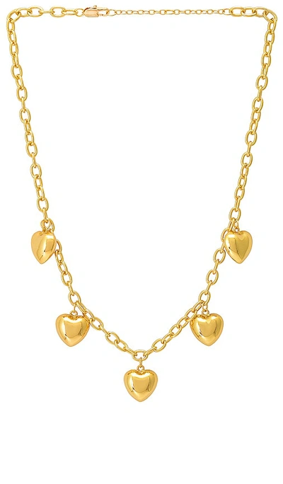 Shop Petit Moments Hearts Necklace In Metallic Gold