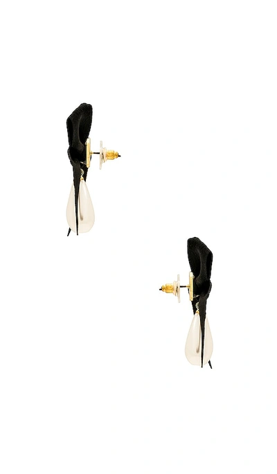 Petit Moments Bow Drop Pearl Earrings In Black