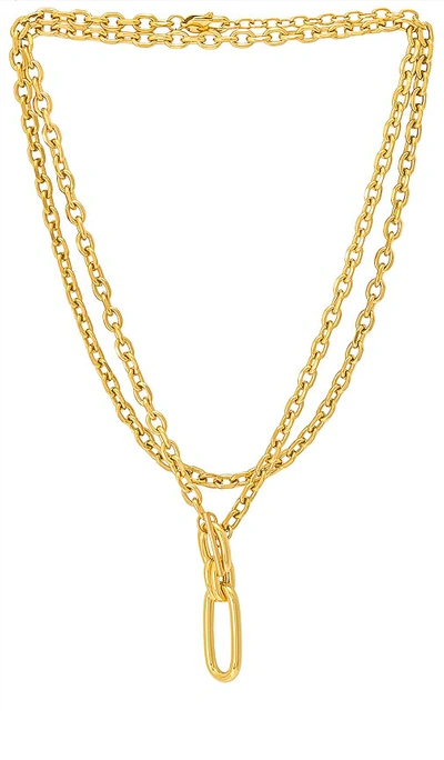 Shop Petit Moments Carabiner Necklace In Metallic Gold