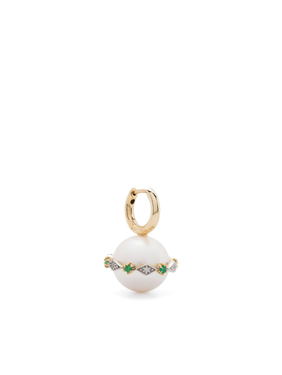 Shop Pascale Monvoisin 9k Yellow Gold Chelsea N°4 Pearl And Diamond Earring In White