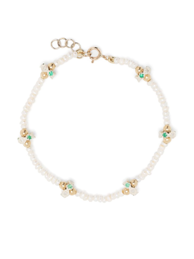 Shop Pascale Monvoisin 9k Yellow Gold Chelsea N°2 Pearl And Diamond Bracelet In White