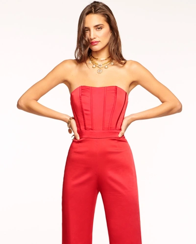 Shop Ramy Brook Mira Strapless Jumpsuit In Soiree Red