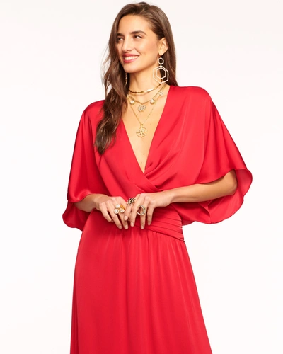 Shop Ramy Brook Adiel Wrap Midi Dress In Soiree Red