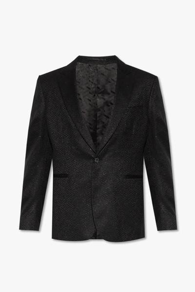 Shop Versace Black Wool Blazer In New