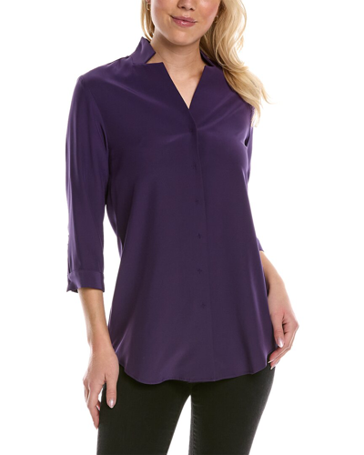 Shop Leggiadro Inverted Notch Silk Tunic In Purple