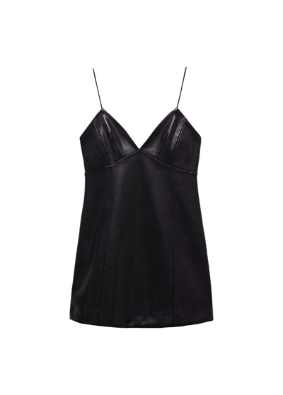 Shop Mango Faux-leather Dress Black