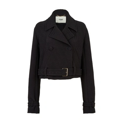 Shop Fendi Short Biker-style Jacket In Noir