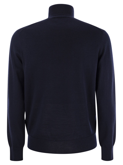Shop Polo Ralph Lauren Wool Turtleneck Sweater In Navy Blue