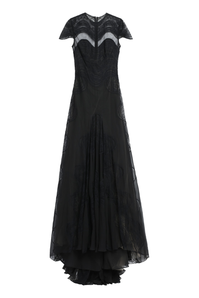 Shop Costarellos Lollobrigida Georgette Dress In Black