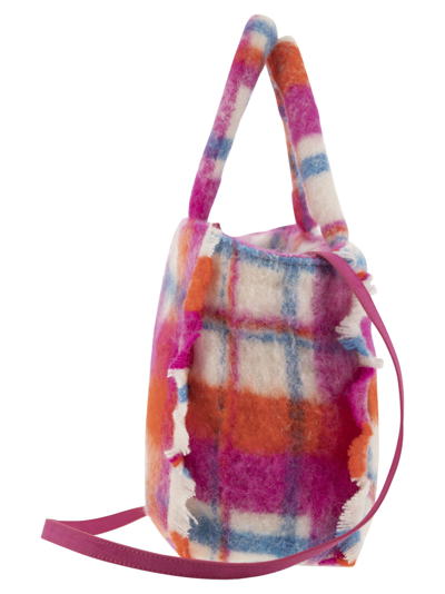 Shop Mc2 Saint Barth Wooly Colette Handbag With Fringes And Tartan Pattern In Multicolor