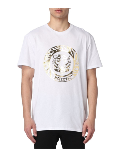 Shop Just Cavalli T-shirt In White/gold