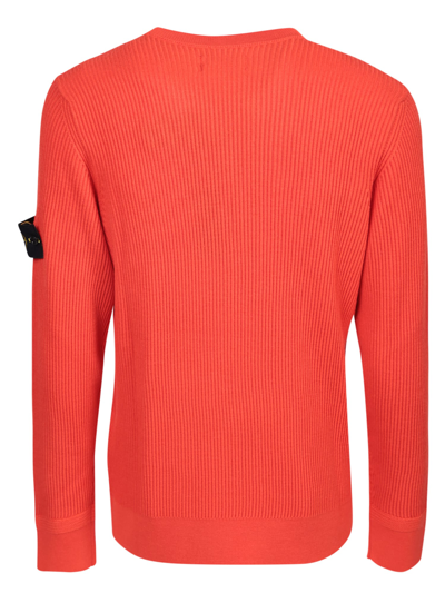 Shop Stone Island Orange Ribbed Pullover