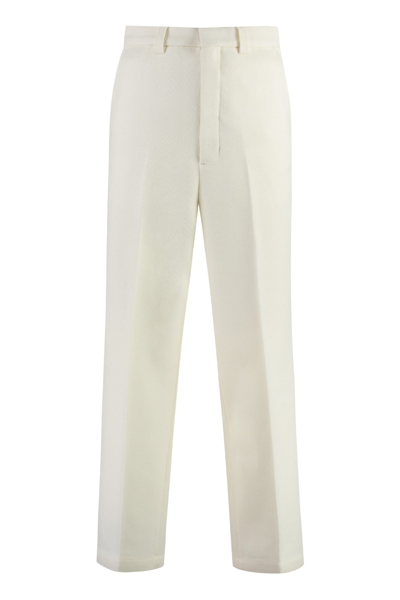Shop Ami Alexandre Mattiussi Virgin Wool Trousers In White