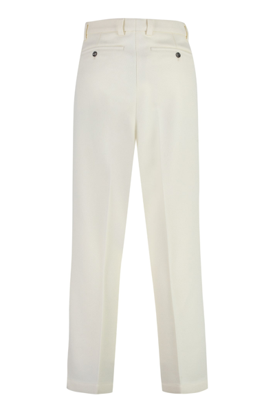 Shop Ami Alexandre Mattiussi Virgin Wool Trousers In White