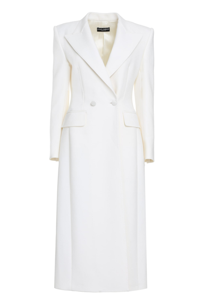 Shop Dolce & Gabbana Double-breasted Wool Coat In White