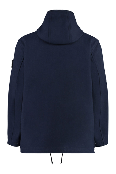 Shop Stone Island Wool Blend Coat In Blue