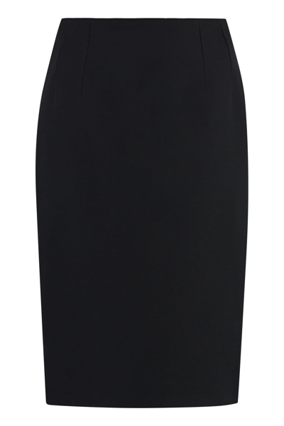 Shop Versace Wool Pencil Skirt In Black
