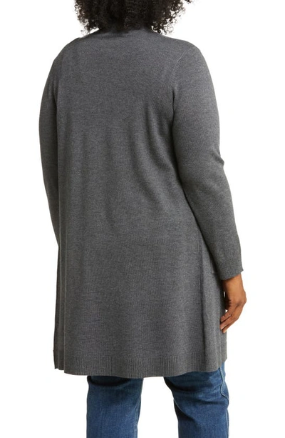 By Design Long Tunic Length Cardigan In Charcoal Heather