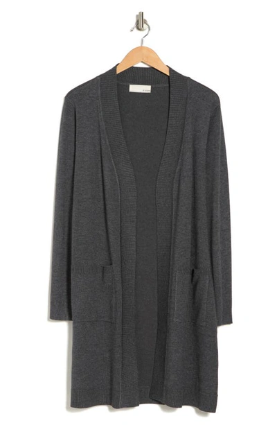 By Design Long Tunic Length Cardigan In Charcoal Heather