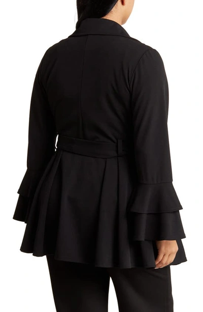 By Design Carmen Tie Ruffle Cuff Blazer In Black