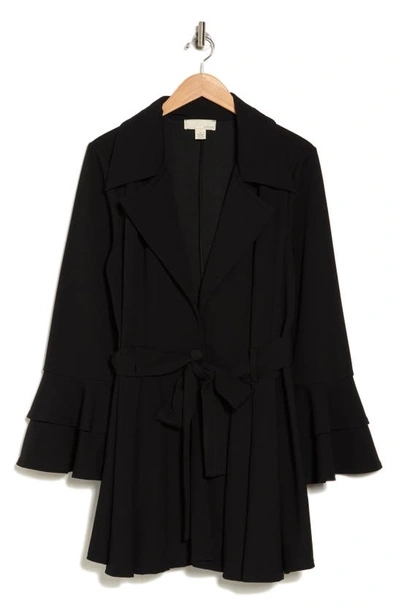 By Design Carmen Tie Ruffle Cuff Blazer In Black