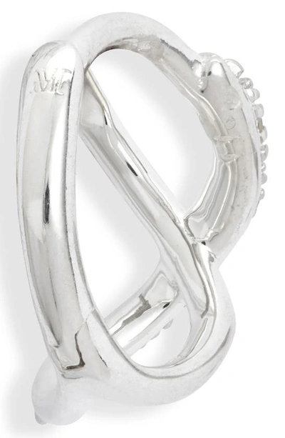 Shop Monica Vinader Riva Crisscross Diamond Hoop Earrings In Sterling Silver
