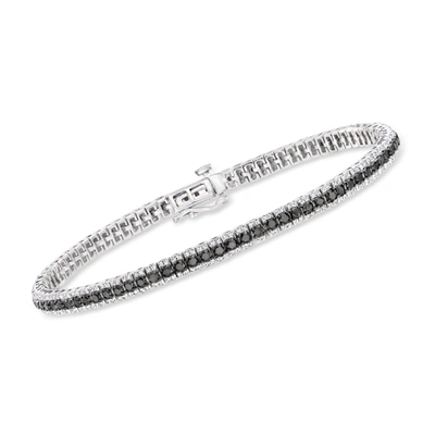 Ross-simons Black And White Diamond Tennis Bracelet In Sterling Silver In Multi