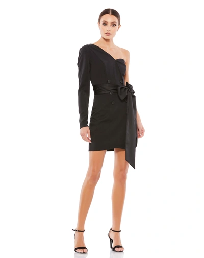 Shop Mac Duggal One Sleeve Tuxedo Dress In Black