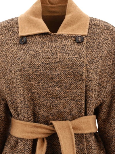 Shop Max Mara Atelier "evelin" Reversible Camel And Wool Coat In Brown