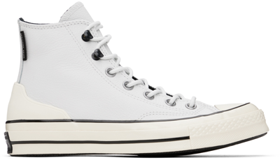 Shop Converse White Chuck 70 Leather Sneakers In Moonbathe/egret/blac