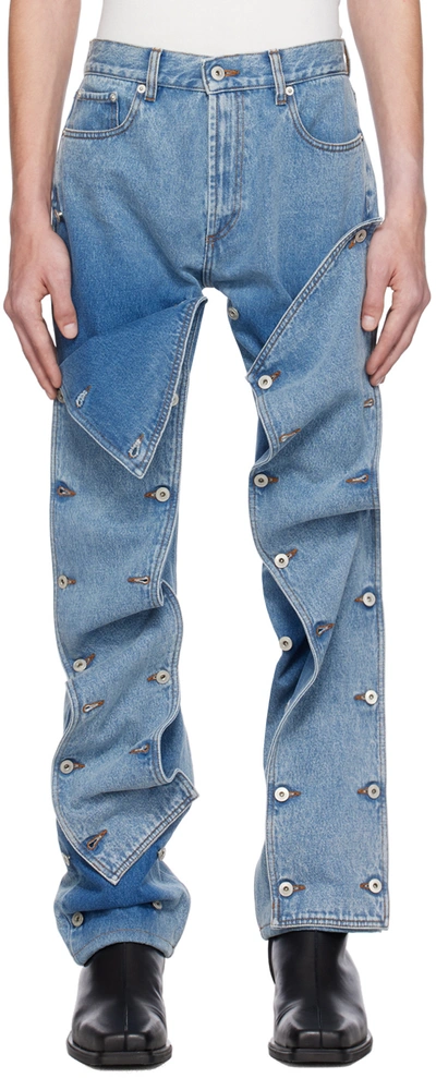 Shop Y/project Blue Snap Off Jeans In Heavy Sw Blue