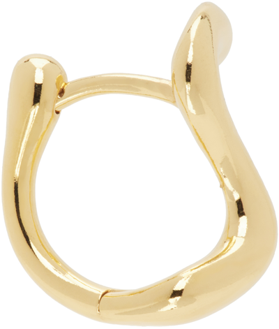 Shop Maria Black Gold Lotus 9 Single Huggie Earring In Goldplated