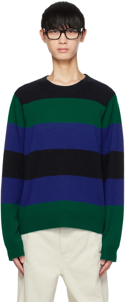 Shop Guest In Residence Navy Stripe Sweater In Forest/cobalt/midnig
